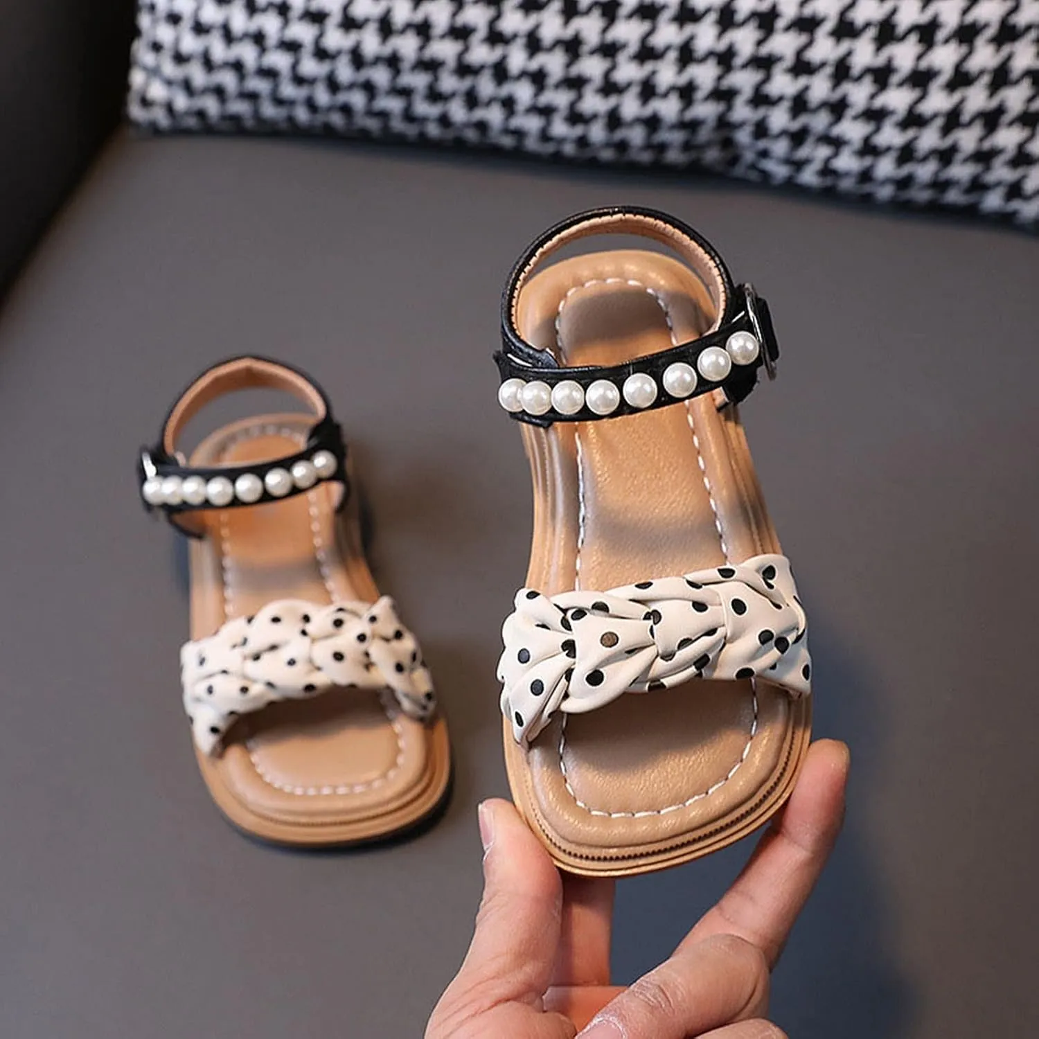 Infant Baby Toddler Girl Casual Buckle Sandal Open Toe Ruffle Dot Bow Flower Dress Soft Sole Beach Shoes