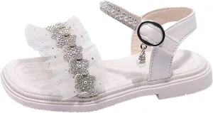 Infant Baby Toddler Girl Casual Buckle Sandal Open Toe Ruffle Dot Bow Flower Dress Soft Sole Princess Shoes