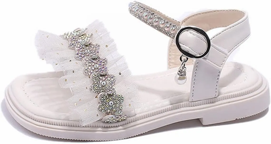 Infant Baby Toddler Girl Casual Buckle Sandal Open Toe Ruffle Dot Bow Flower Dress Soft Sole Princess Shoes