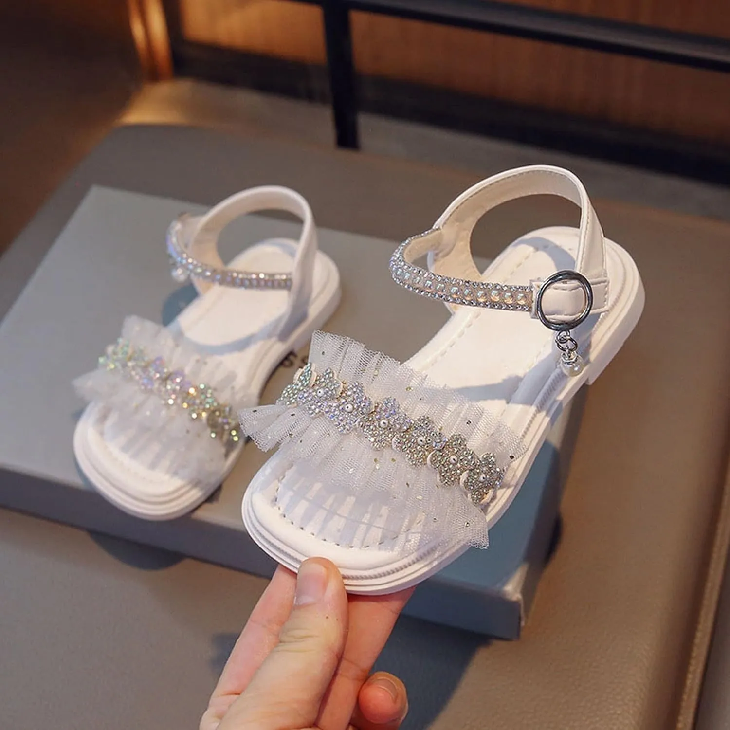 Infant Baby Toddler Girl Casual Buckle Sandal Open Toe Ruffle Dot Bow Flower Dress Soft Sole Princess Shoes