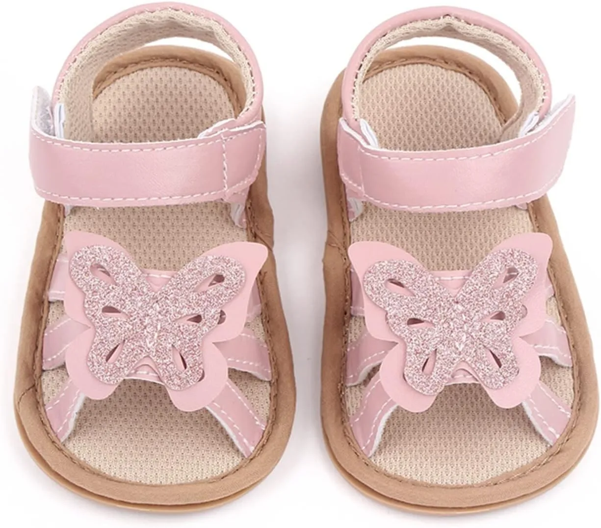 Infant Girls Open Toe Shoes First Walkers Shoes Summer Toddler Paillette Butterfly Flat Sandals Sandals for Girls Size 1