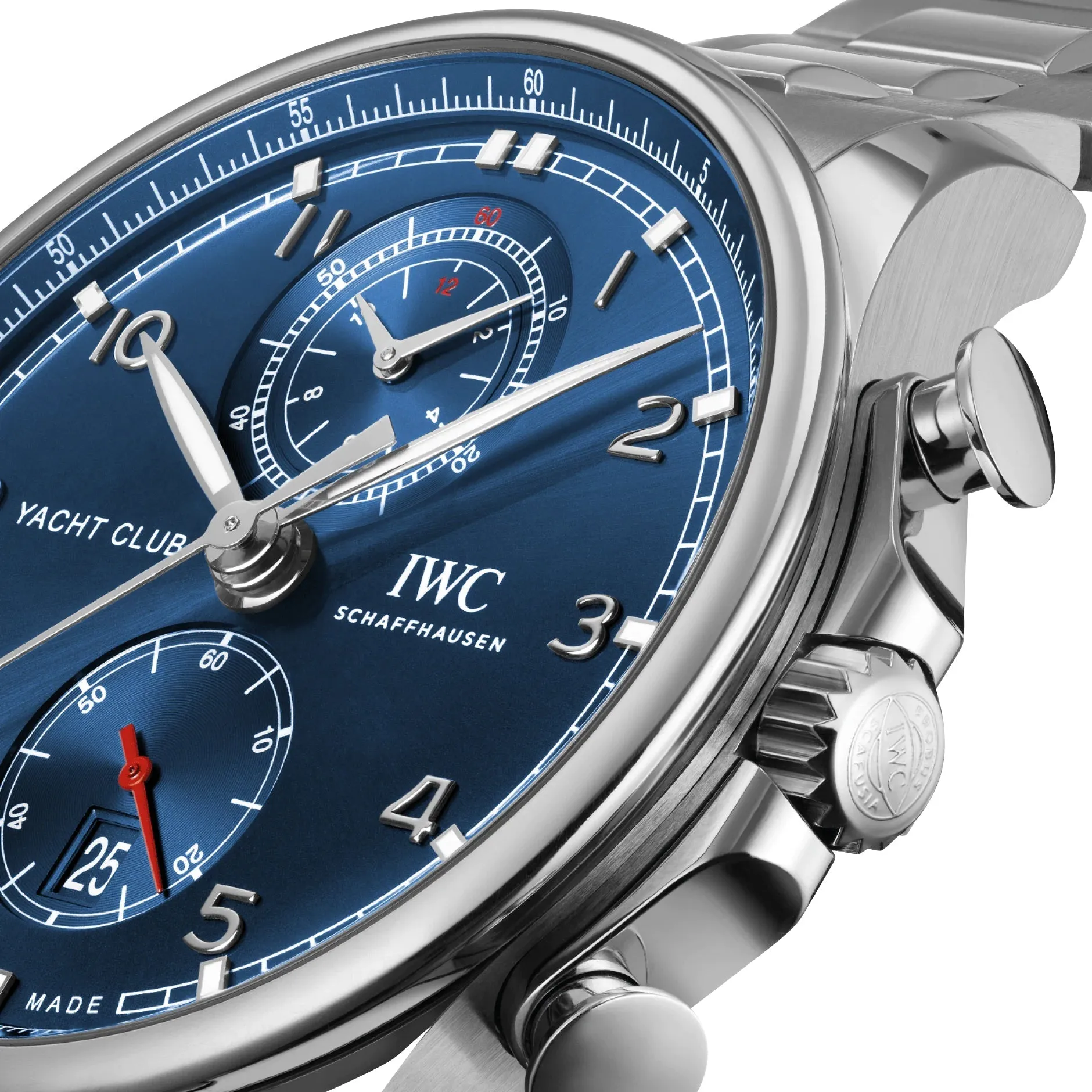 IWC Portugieser Yacht Club Automatic Flyback Chronograph Stainless Steel Blue Dial Date Mens Watch IW390701