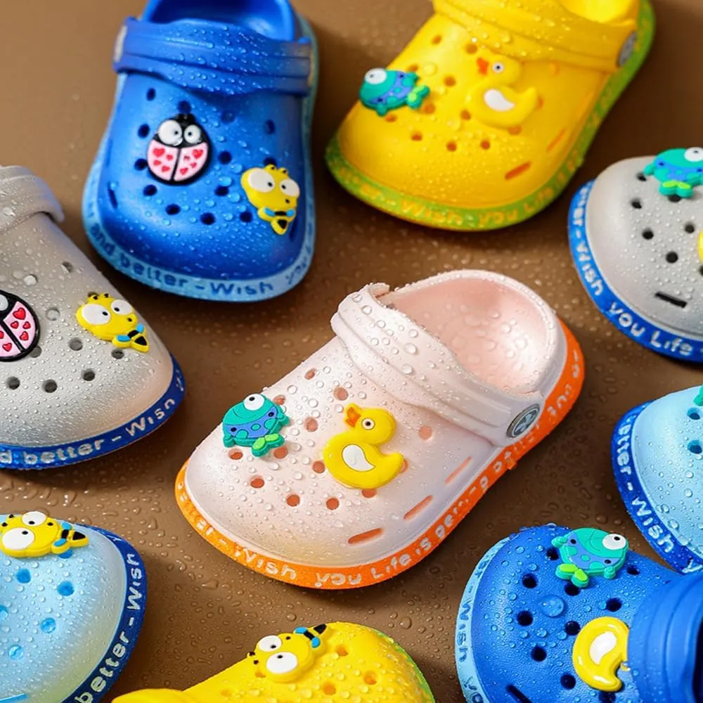 JUXI Toddler Clogs Girls Boys Clogs Garden Shoes EVA Lightweight Summer Slipper Cartoon Slides Baby Comfort Sandals