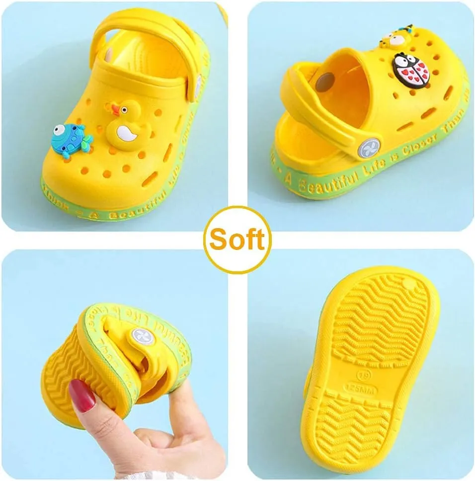 JUXI Toddler Clogs Girls Boys Clogs Garden Shoes EVA Lightweight Summer Slipper Cartoon Slides Baby Comfort Sandals