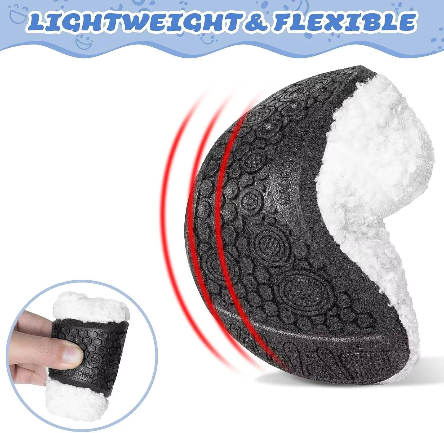 KEYUSHOP Smile Face Toddler Kids Slippers - Cute Soft Plush Non-Slip Rubber Sole Socks Shoes - Warm, Lightweight, Outdoor Walking Shoes