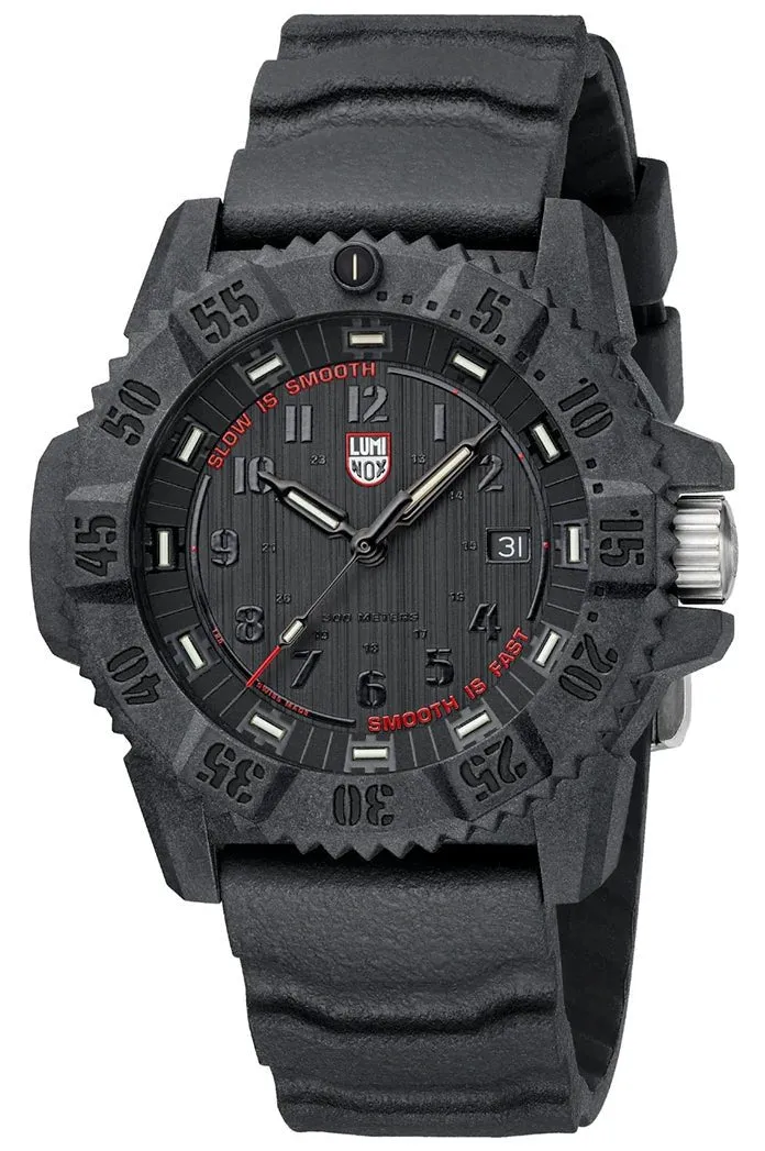 Limited Edition Luminox Master Carbon SEAL CARBONOX  Black Dial Black Rubber Interchangeable Black NATO Strap Date Divers Quartz Mens Watch XS.3801.SIS.SET