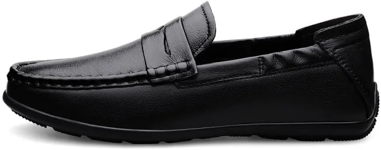 New Loafers for Men Vegan Leather Stitching Details Penny Loafers Anti-Slip Flexible Flat Heel Party Prom Slip On
