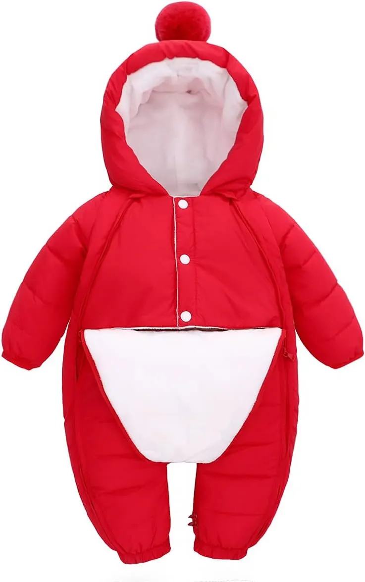 Newborn Baby Hooded Winter Puffer Snowsuit with Shoes and Gloves