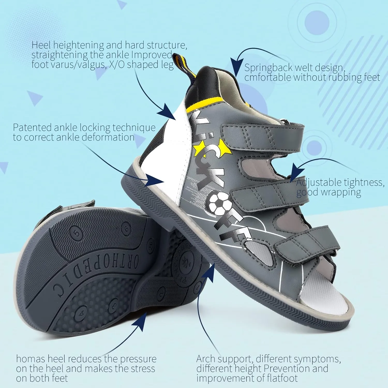 Orthopedic Shoes for Kids,Corrective Summer Toddlers Low Top Sandals for Children with Arch and Ankle Support,Anti-slip Soles