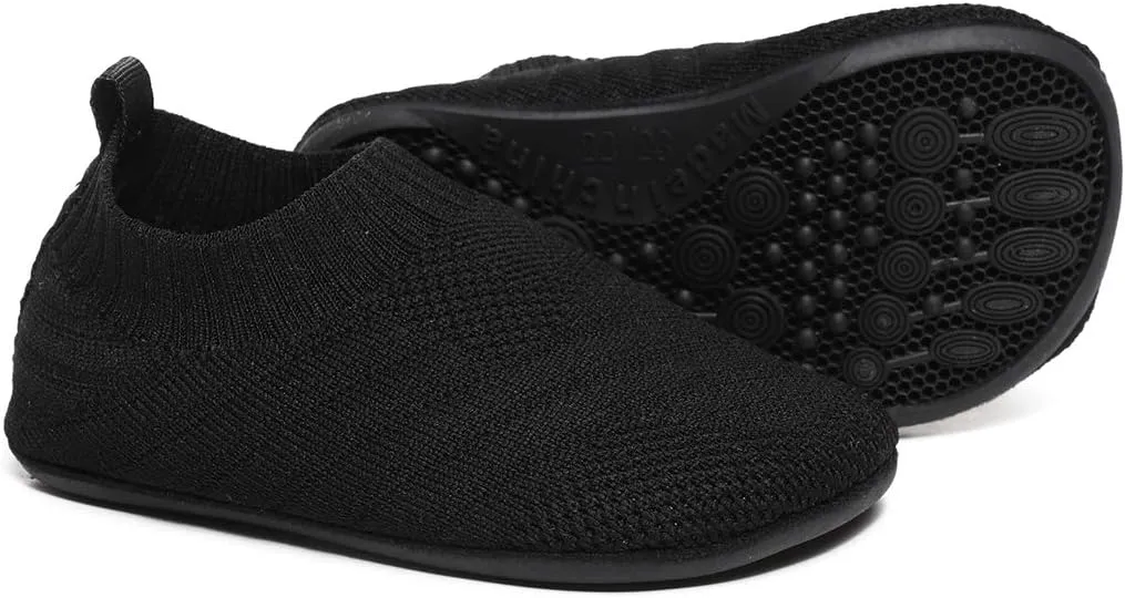 QZKDM Indoor Outdoor Non-Slip Toddler Slippers Shoes Lightweight Kids First Walkers House Shoes for Boys Girls with Rubber Sole Grip