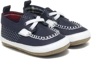 Robeez First Kicks Baby Boy and Unisex Shoes and Sandals for Infant/Toddlers - Skipper Navy - 0-3 Months