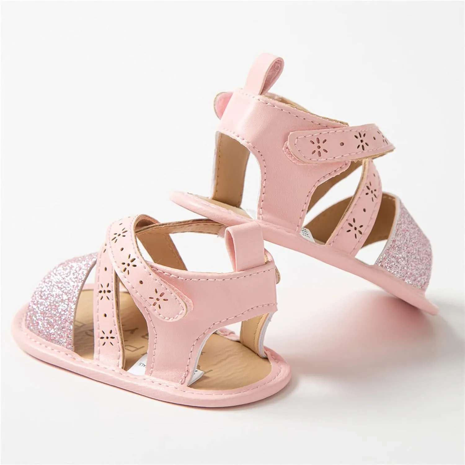 Sandals Fine Baby Rubber Shoes Girls Sole Non-Slip Flat Flash Soft Walking Baby Shoes Size 3 Toddler Girl Sandals