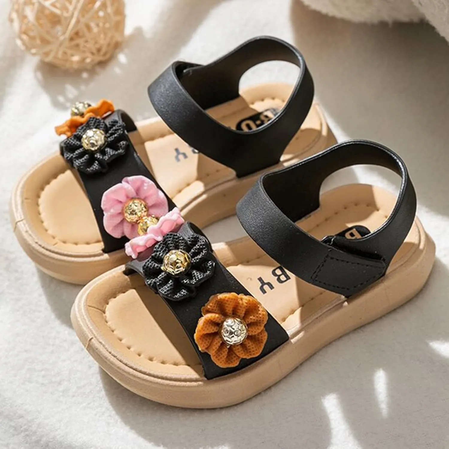 sfdgfhyf Little Boys Low Heel Shoes Children Thickened Summer Princess Fashion Soft Sole Children Girls Baby (Black, 5 Infant)