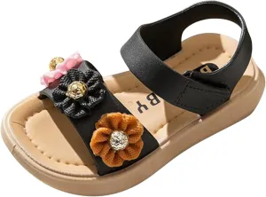 sfdgfhyf Little Boys Low Heel Shoes Children Thickened Summer Princess Fashion Soft Sole Children Girls Baby (Black, 5 Infant)