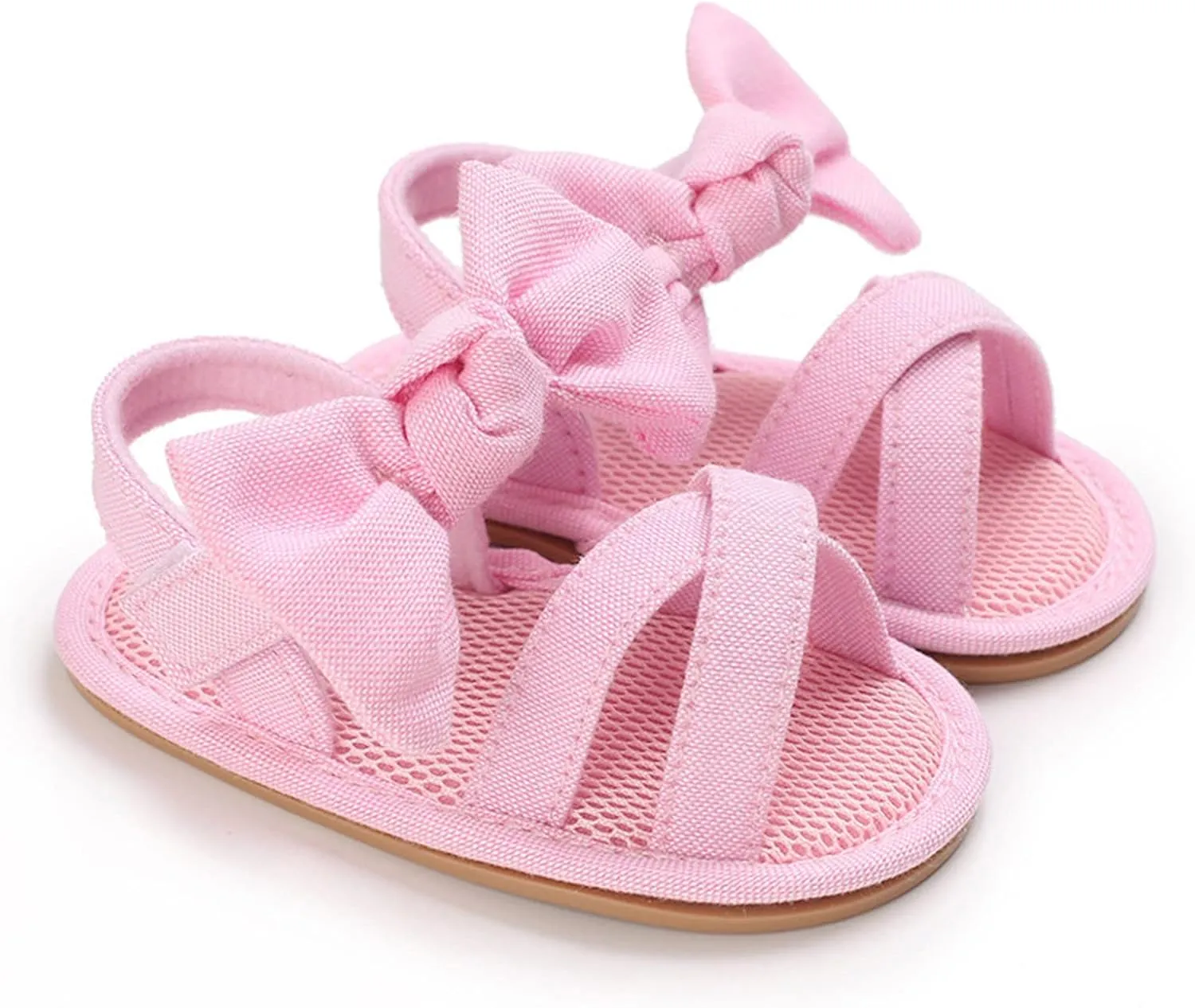Summer Children Baby Toddler Shoes Girls Sandals Flat Bottom Light Open Toe Solid Color Bow Back Baby Sandals 12 Months
