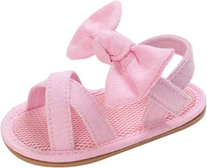 Summer Children Baby Toddler Shoes Girls Sandals Flat Bottom Light Open Toe Solid Color Bow Back Baby Sandals 12 Months