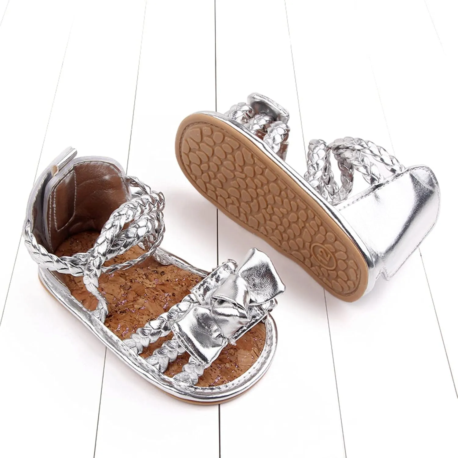 Summer Girls Shoes Sandals Bow Rubber Baby Soft Boys Walking Flat Sole Non-Slip Baby Shoes Slides for Girls Size 3