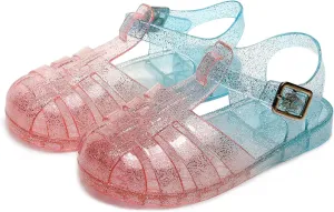 Toddler Girls Jelly Sandals Soft Rubber Sole Closed Toe Beach Summer Shoes Princess Flat