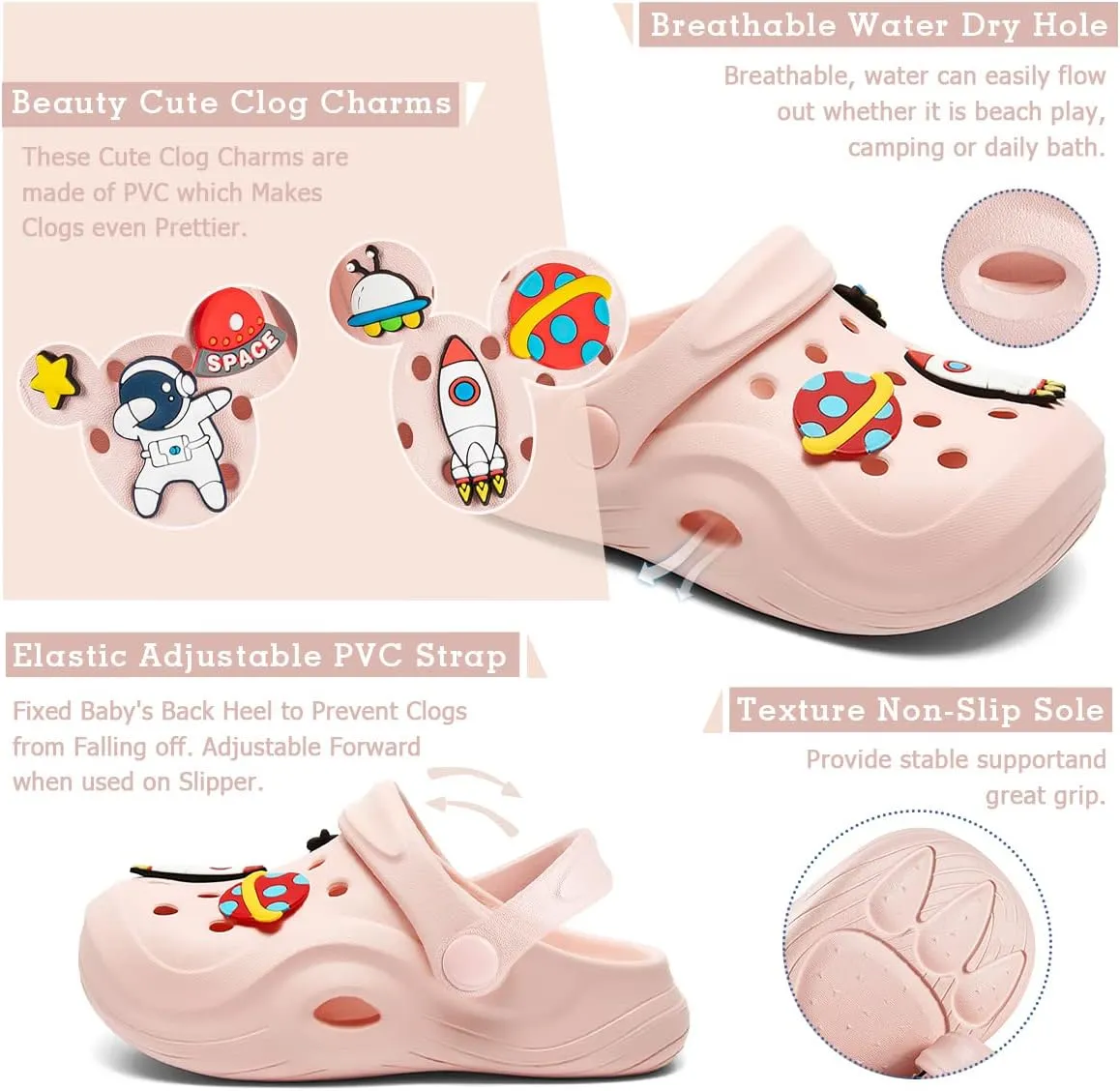 Toddler Kids Boys Girls Cute Garden Water Clogs Sandals Slip On Shoes Slipper Slides Lightweight Outdoor Summer Infant Children Beach Pool Shoes (Baby/Toddler Kids)