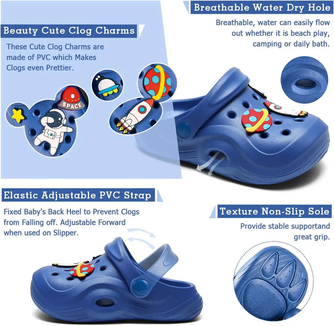 Toddler Kids Boys Girls Cute Garden Water Clogs Sandals Slip On Shoes Slipper Slides Lightweight Outdoor Summer Infant Children Beach Pool Shoes (Baby/Toddler Kids)