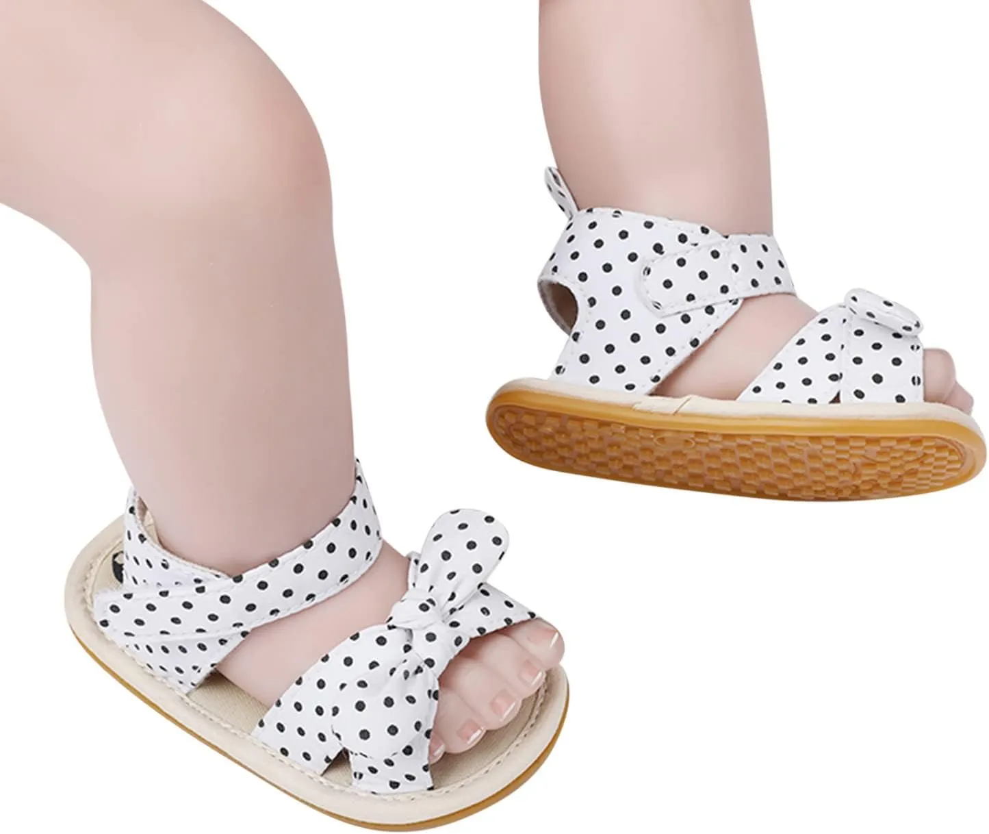 Toddler Kids Infant Girls Dots Prints Bowknot Dots Prints Princress Shoes Soft Sole The Floor Girls Sandals 3