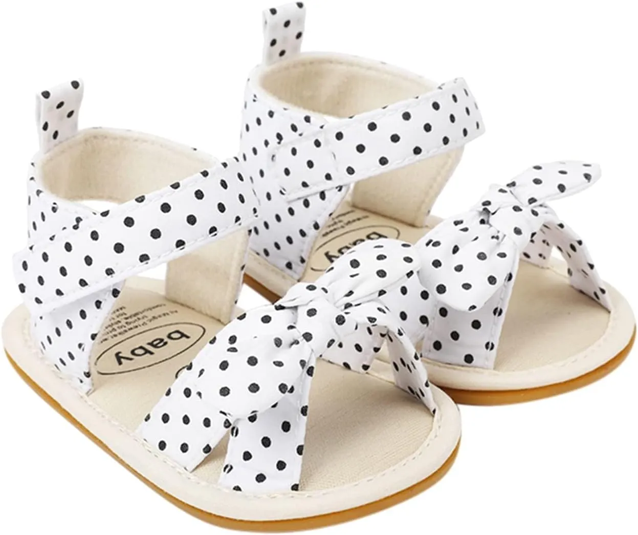 Toddler Kids Infant Girls Dots Prints Bowknot Dots Prints Princress Shoes Soft Sole The Floor Girls Sandals 3