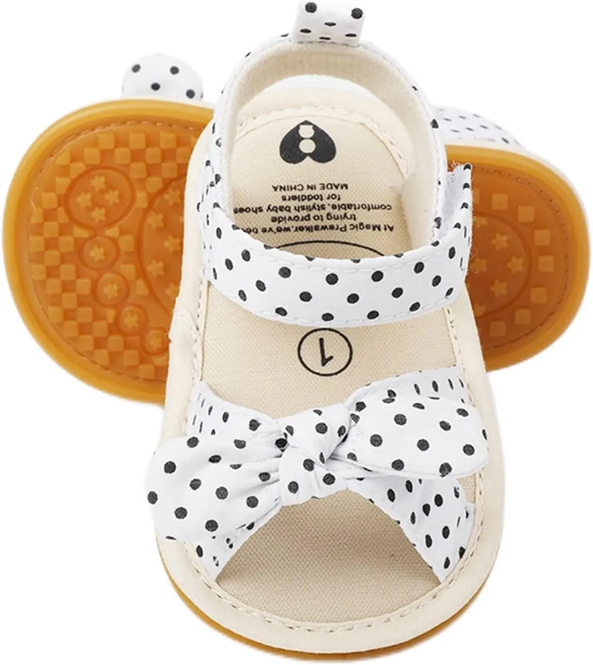 Toddler Kids Infant Girls Dots Prints Bowknot Dots Prints Princress Shoes Soft Sole The Floor Girls Sandals 3