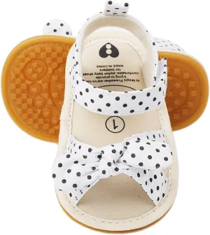 Toddler Kids Infant Girls Dots Prints Bowknot Dots Prints Princress Shoes Soft Sole The Floor Girls Sandals 3