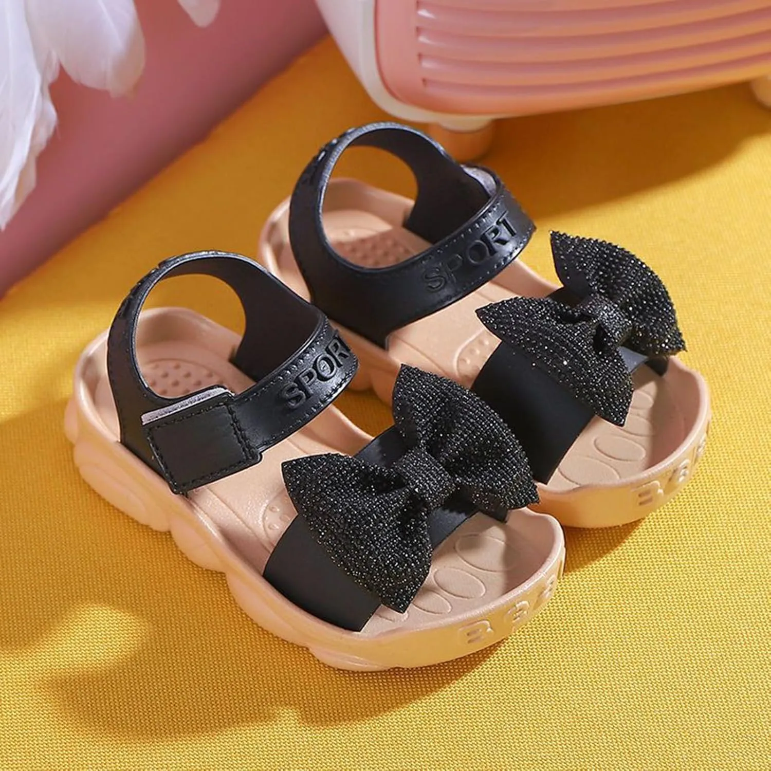 Toddler Kids Infant Girls Soild Bowknot Princress Shoes Soft Sole Non Slip First Walkers Prewalker Beach Kids Strap