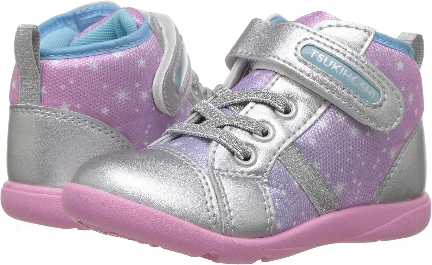 TSUKIHOSHI 2560 Star Strap-Closure Machine Washable Child Sneaker Shoe with Wide Toe Box and Slip-Resistant, Non-Marking Outsole - for Toddlers and Little Kids, Ages 1-8