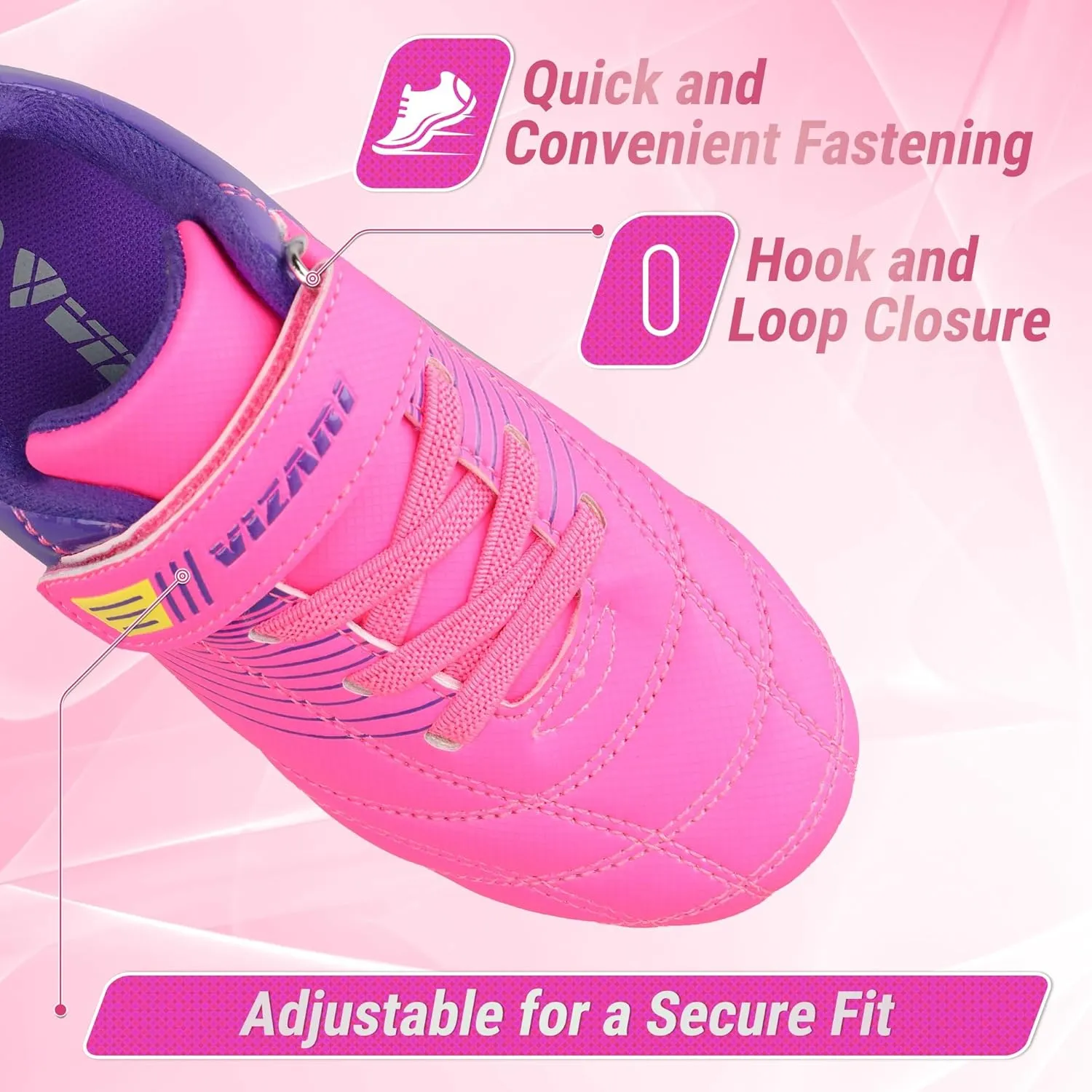 Vizari Soccer Cleats Boys Girls | Firm Ground Football Shoes | Light Secure Fit with Hook & Loop Strap | Toddlers, Little/Big Kid