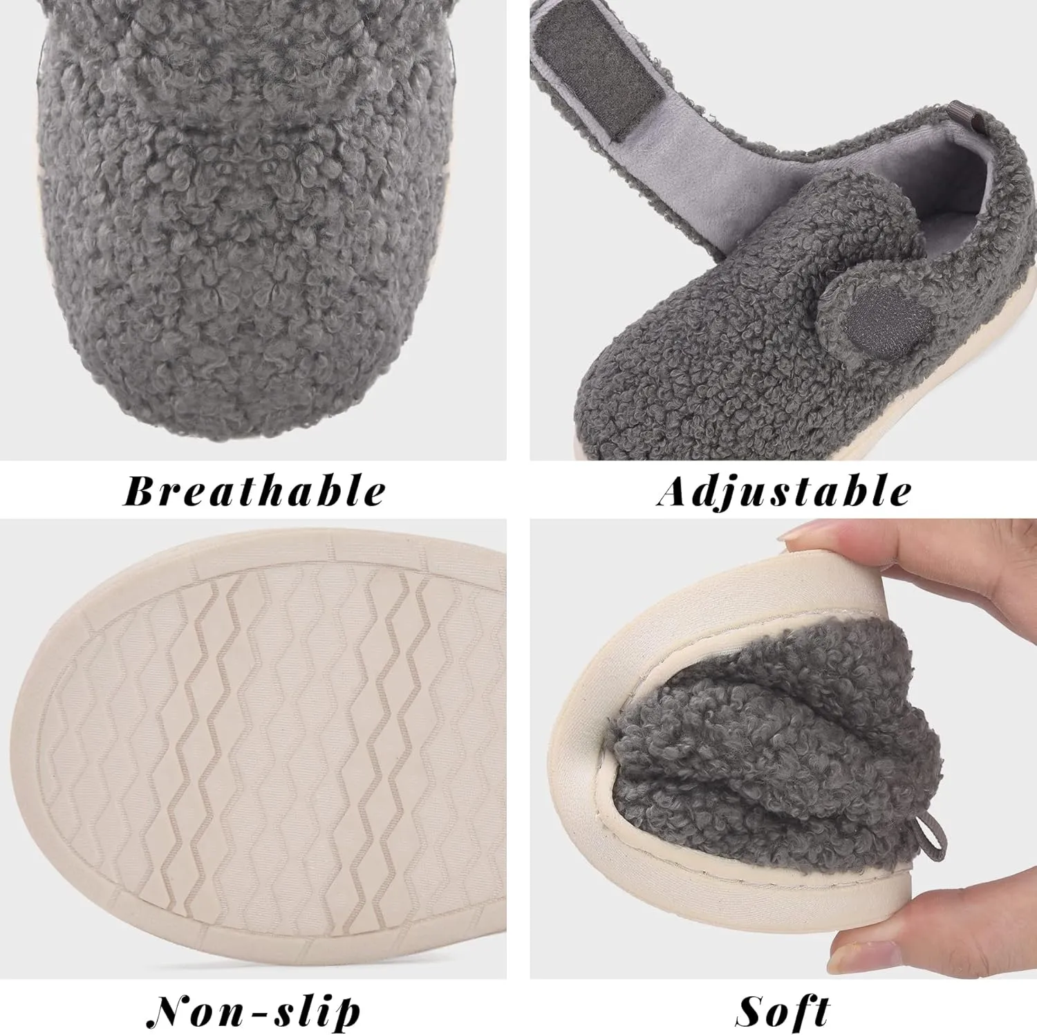 VONMAY Kids Cozy Toddler Fleece Slippers for Boys Girls, Soft & Warm Indoor Shoes with Adjustable Hook & Loop Closure  Perfect for Indoor & Outdoor