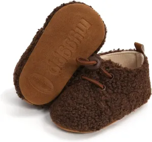 WILLFUN Baby Girls Boys Fleece Booties Infant Winter Indoor Slippers Soft Sole Toddler First Walkers Crib Shoes