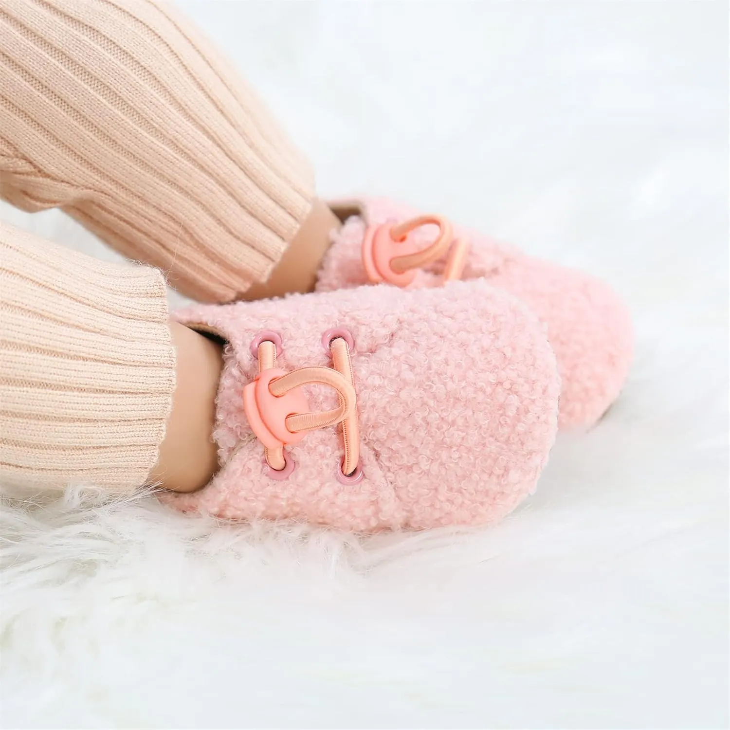 WILLFUN Baby Girls Boys Fleece Booties Infant Winter Indoor Slippers Soft Sole Toddler First Walkers Crib Shoes