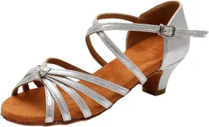 Women's Dance Shoes Ankle Strap Latin Dancing Heels Fashion Soft Sole Comfortable Ballroom Wedding Dancing (Silver, 7.5)