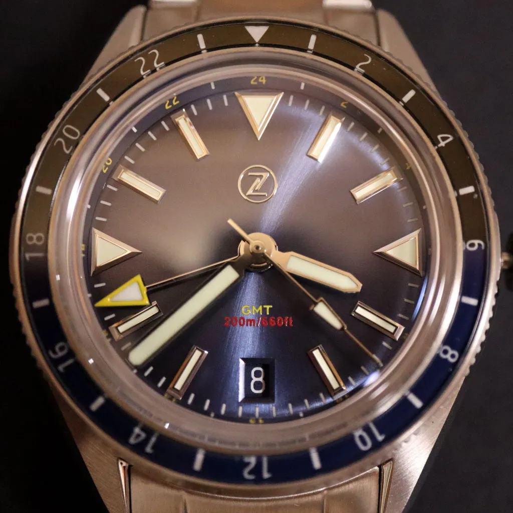 Zelos Horizons GMT v2 - SS Midnight&nbsp;Blue (Swiss&nbsp;ETA&nbsp;2893)