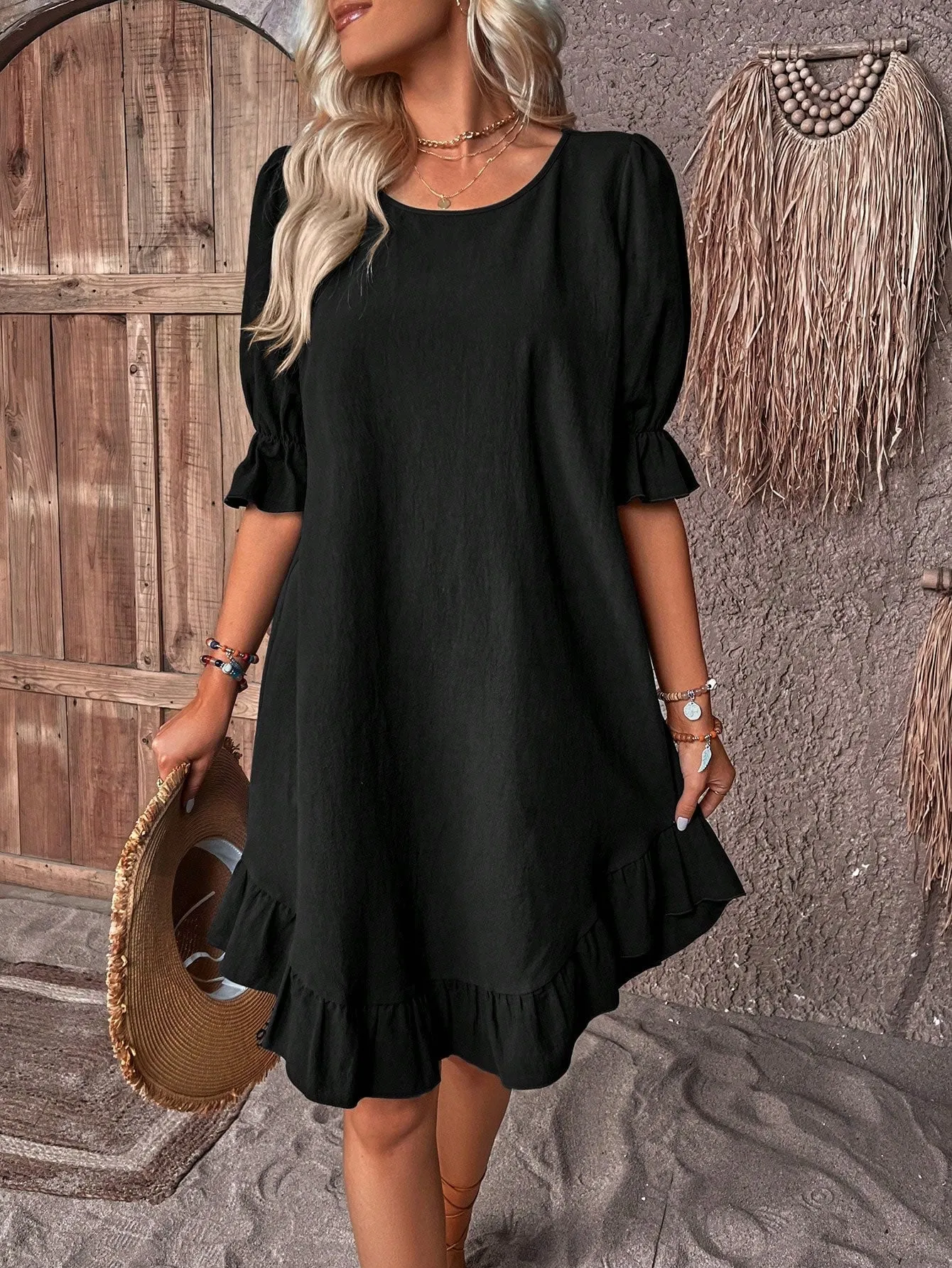 ZENIAH - PUFFED SELEEVES DRESS